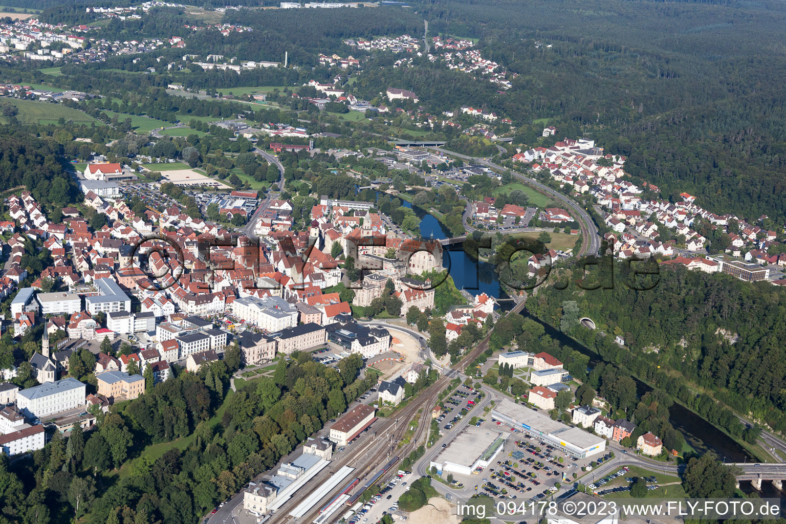 Luftaufnahme von Sigmaringen im Bundesland Baden-Württemberg, Deutschland