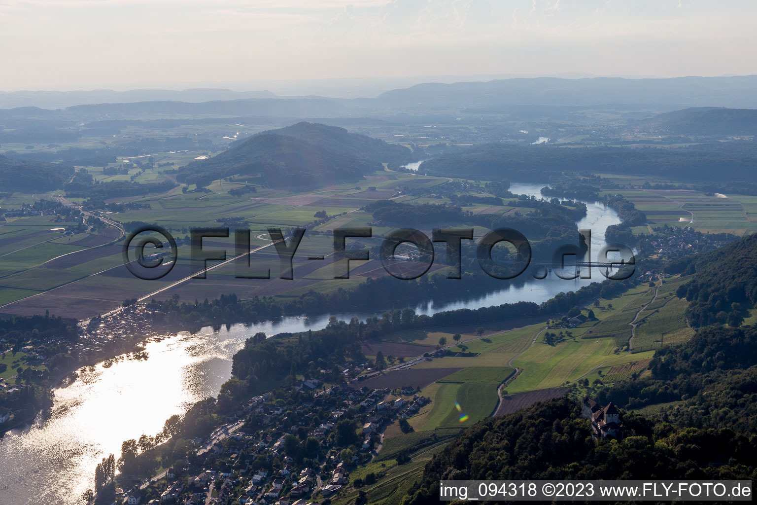 Luftaufnahme von Stein am Rhein im Bundesland Schaffhausen, Schweiz