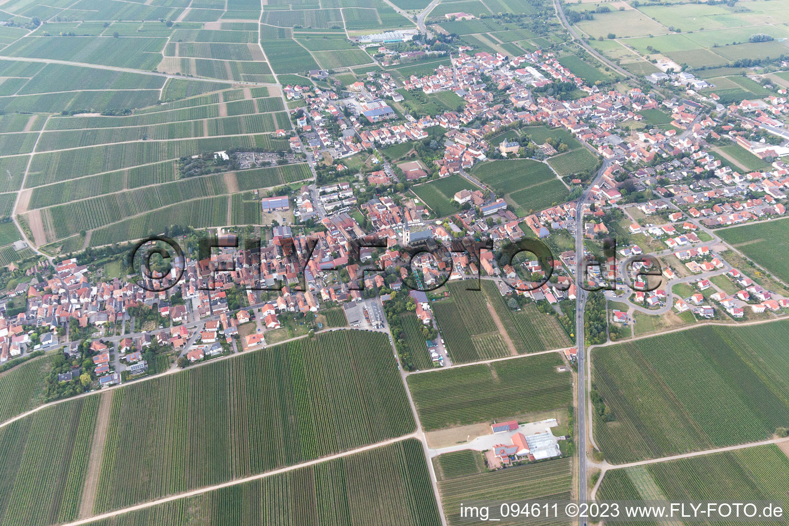 Edesheim im Bundesland Rheinland-Pfalz, Deutschland von der Drohne aus gesehen