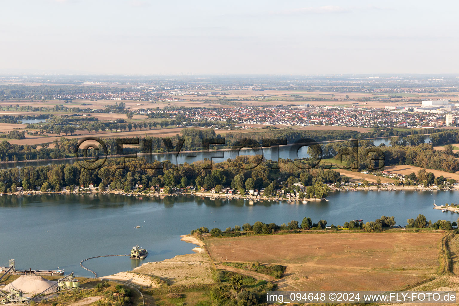 Luftbild von Eicher See Wochenendhausgebiet in Hamm Am Rhein im Bundesland Rheinland-Pfalz, Deutschland