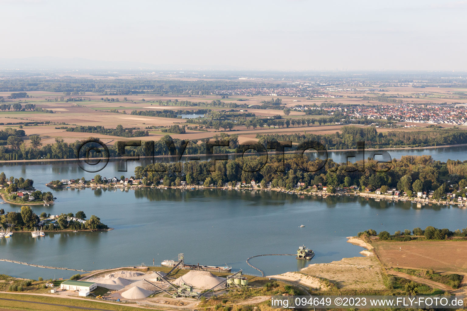 Luftaufnahme von Eicher See Wochenendhausgebiet in Hamm Am Rhein im Bundesland Rheinland-Pfalz, Deutschland