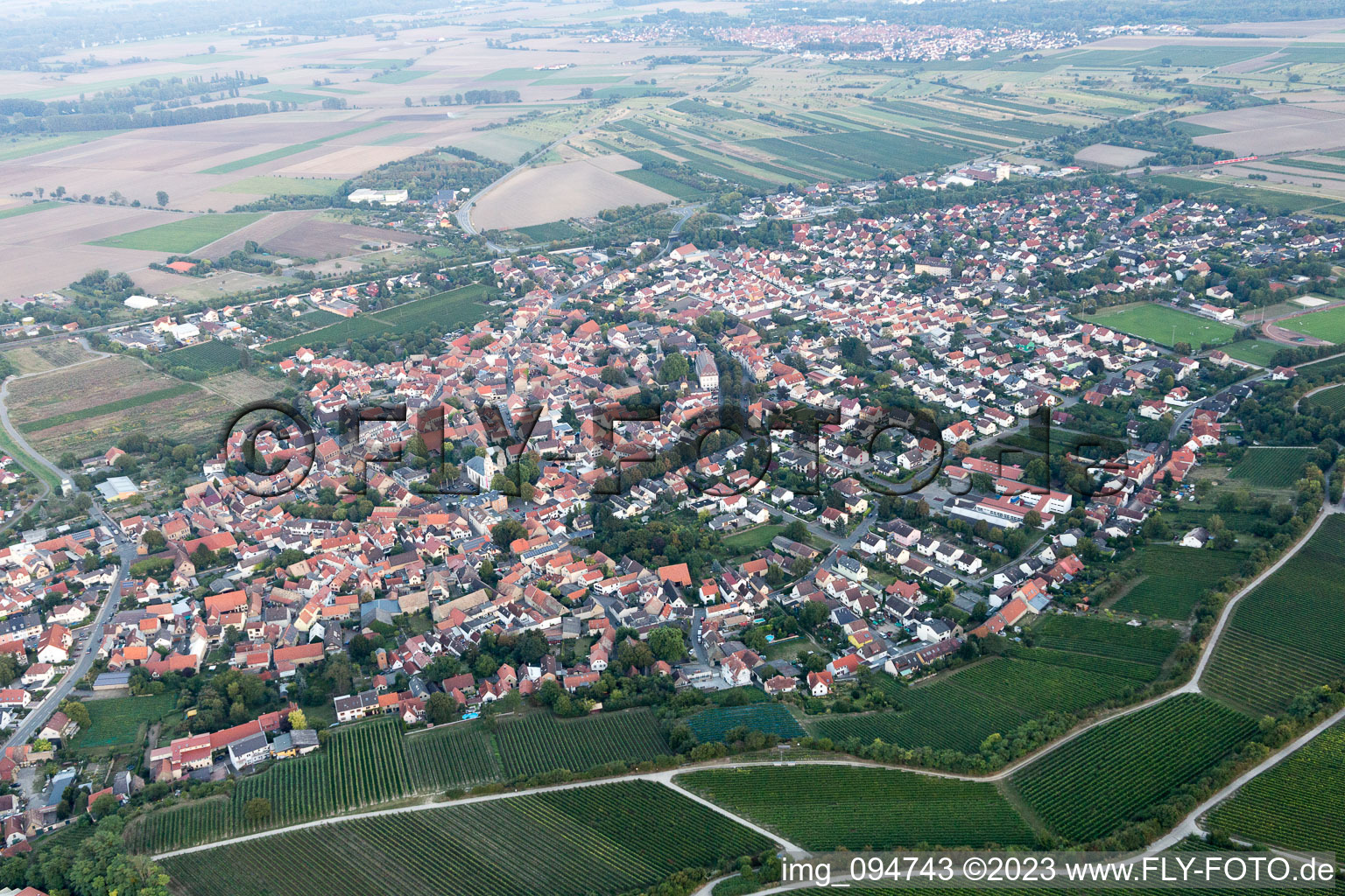 Guntersblum im Bundesland Rheinland-Pfalz, Deutschland aus der Luft betrachtet