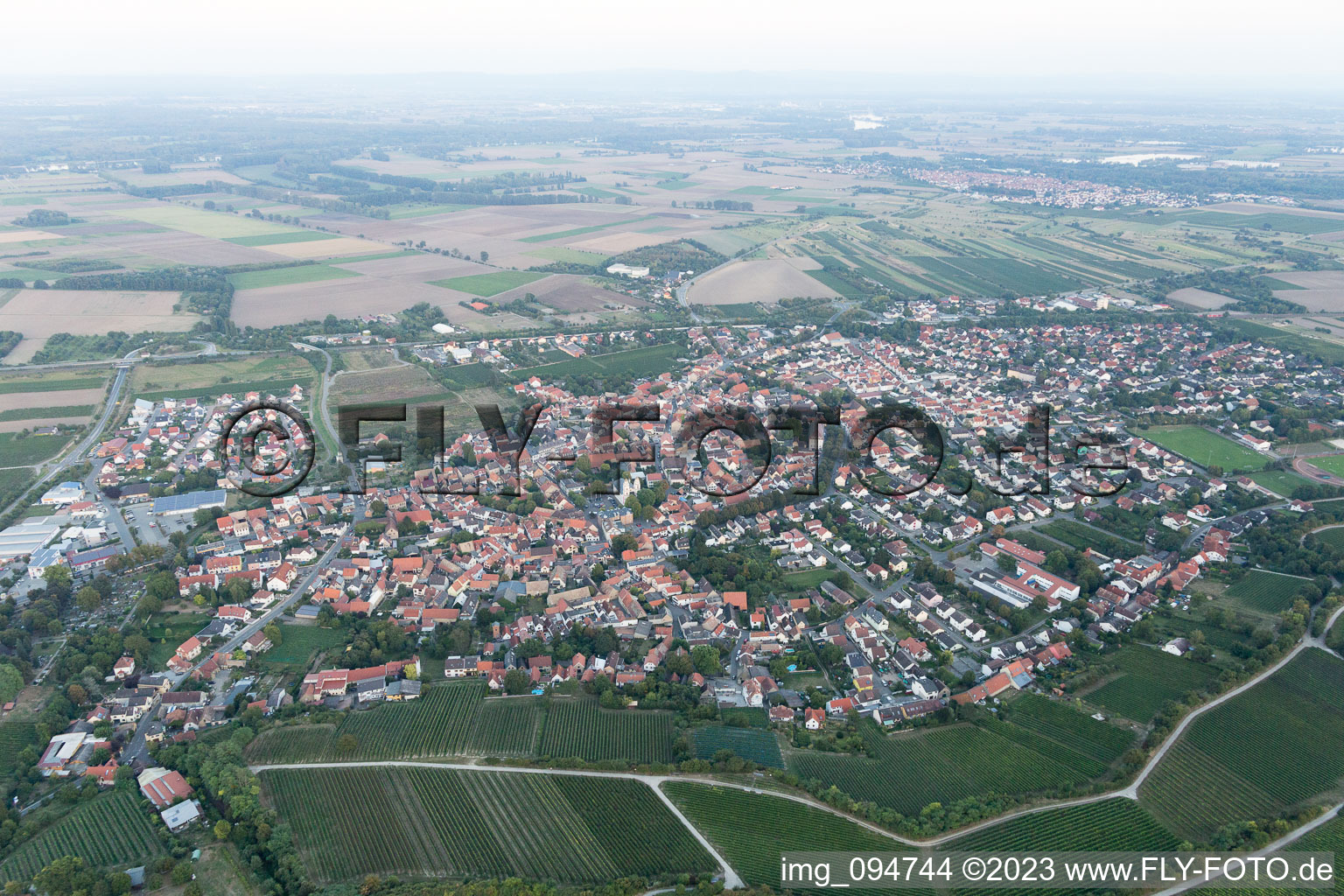 Drohnenaufname von Guntersblum im Bundesland Rheinland-Pfalz, Deutschland