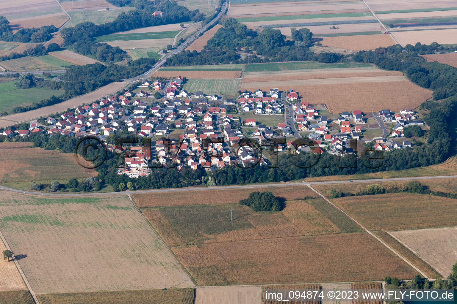 Luftbild von Neupotz, Hardtwald im Bundesland Rheinland-Pfalz, Deutschland