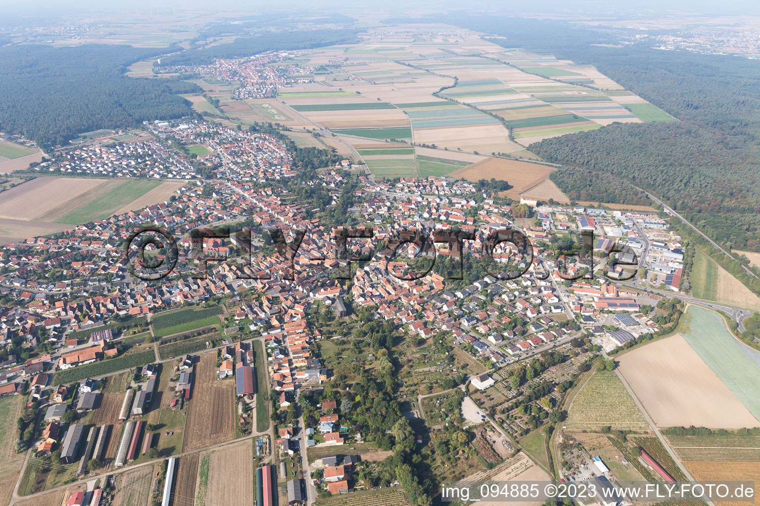 Rheinzabern im Bundesland Rheinland-Pfalz, Deutschland vom Flugzeug aus
