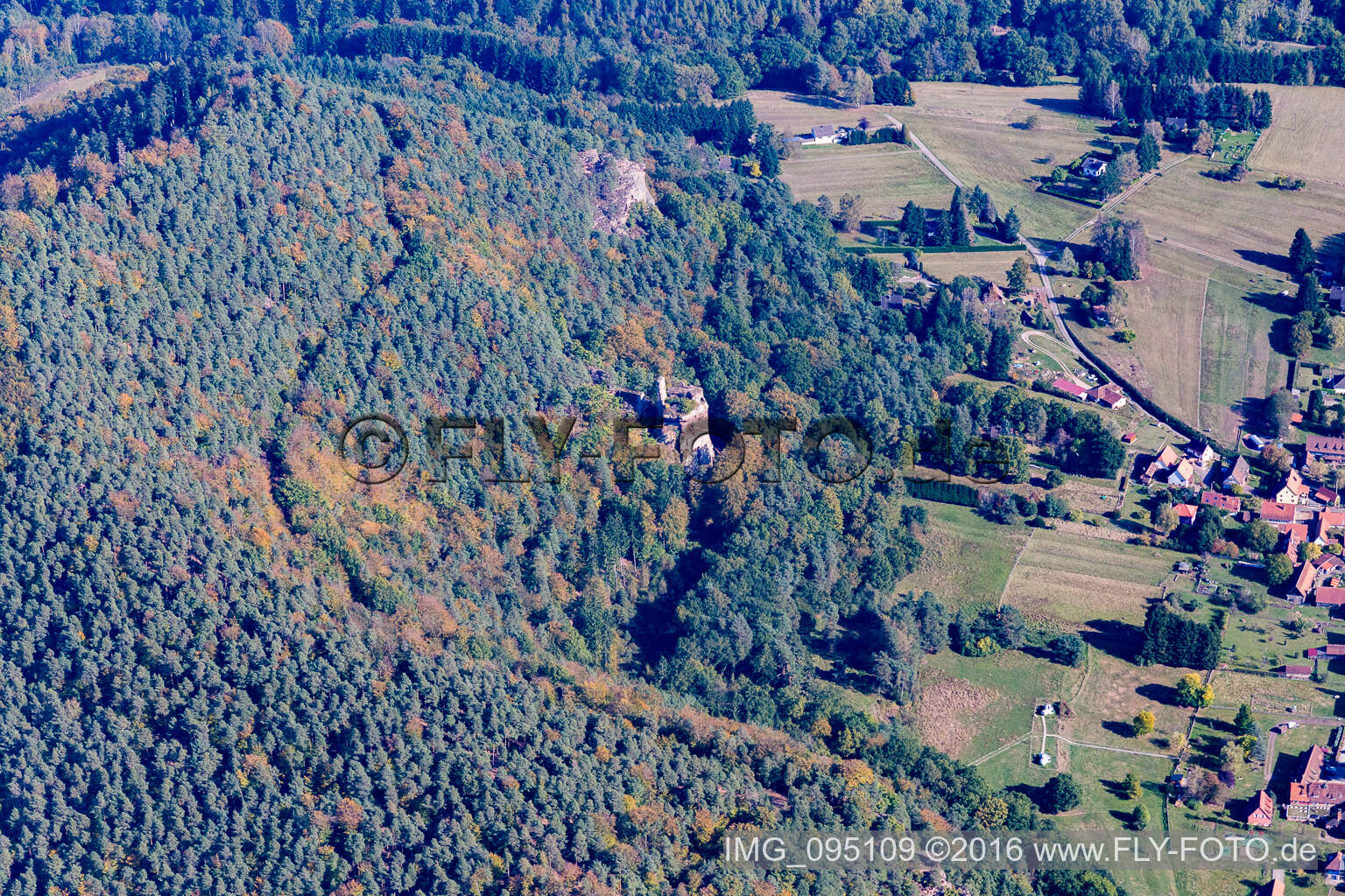 Luftbild von Chateau Petit-Arnsberg in Obersteinbach im Bundesland Bas-Rhin, Frankreich