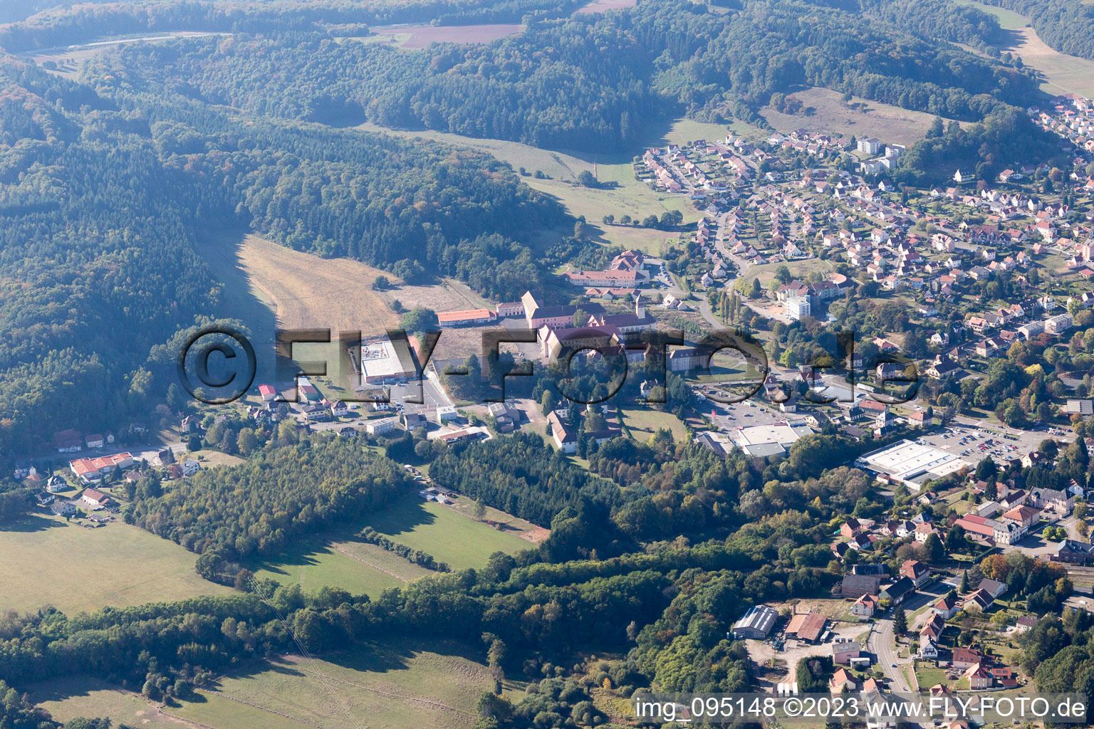 Bitche im Bundesland Moselle, Frankreich von der Drohne aus gesehen