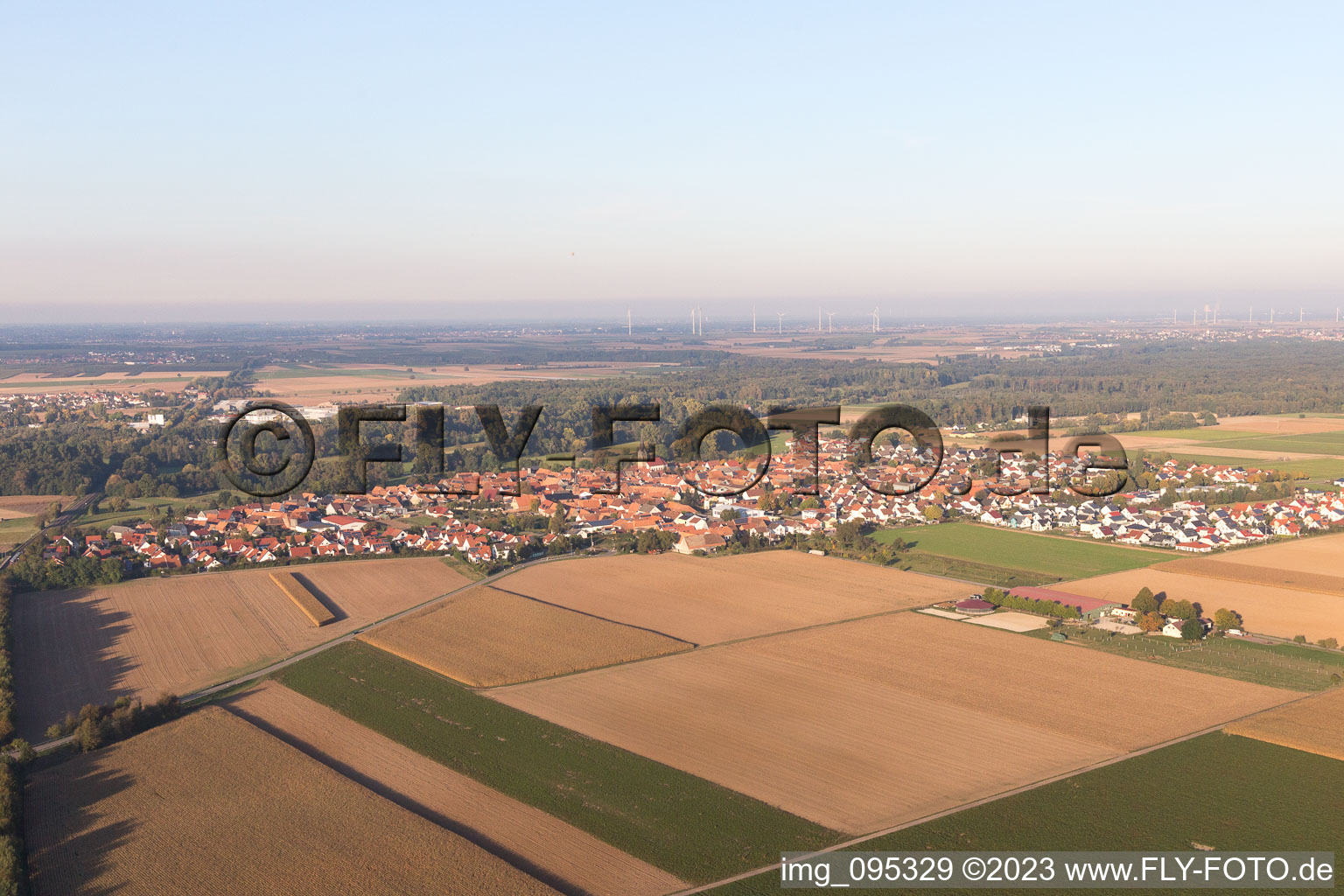 Steinweiler im Bundesland Rheinland-Pfalz, Deutschland aus der Drohnenperspektive