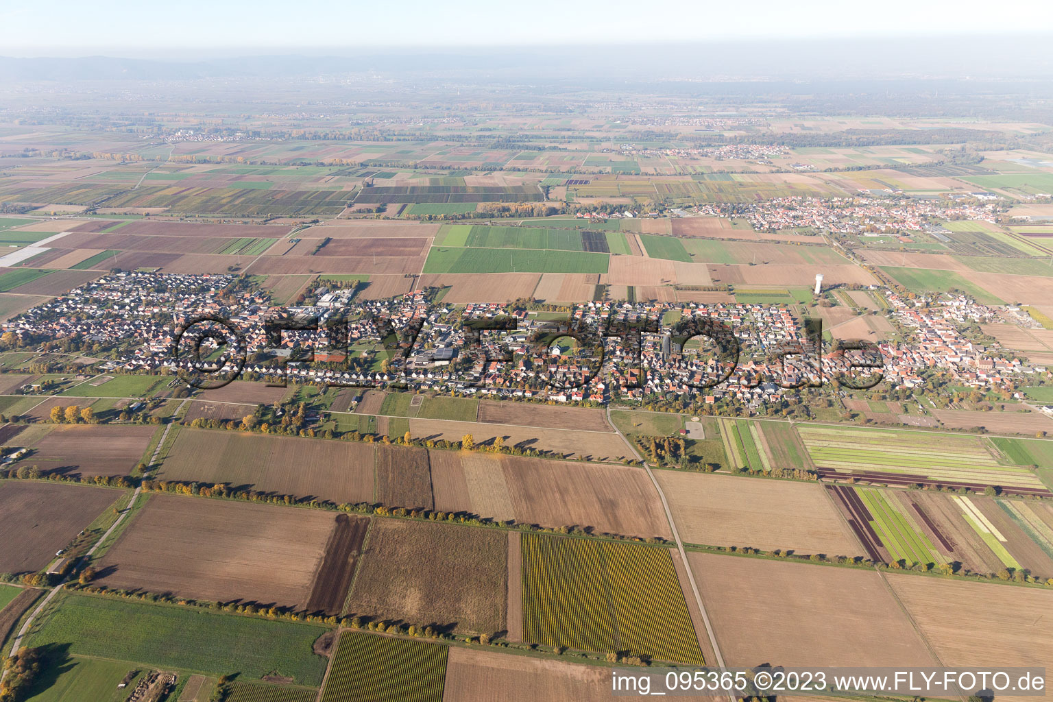 Lustadt im Bundesland Rheinland-Pfalz, Deutschland aus der Drohnenperspektive