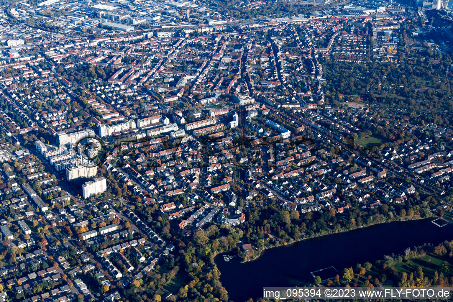 Luftbild von Ortsteil Niederfeld in Mannheim im Bundesland Baden-Württemberg, Deutschland