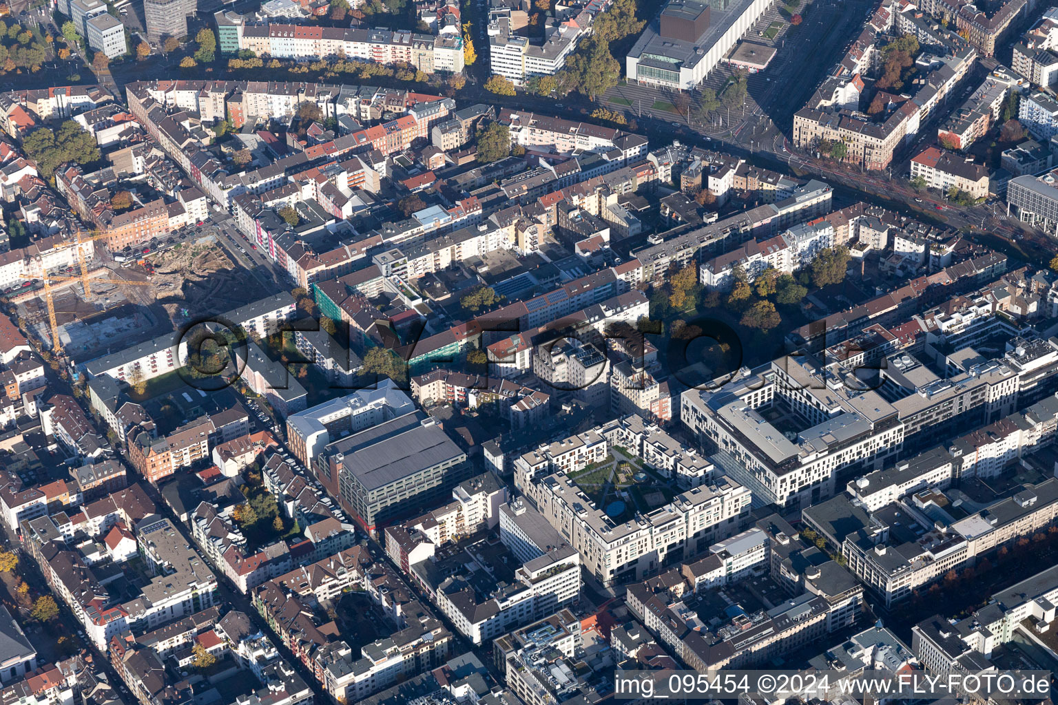 Luftbild von Quadratestadt im Hufeisen des Ring im Ortsteil Innenstadt in Mannheim im Bundesland Baden-Württemberg, Deutschland