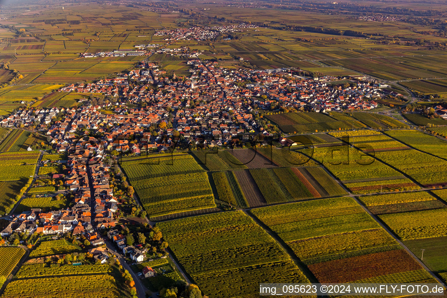 Schrägluftbild von Maikammer im Bundesland Rheinland-Pfalz, Deutschland