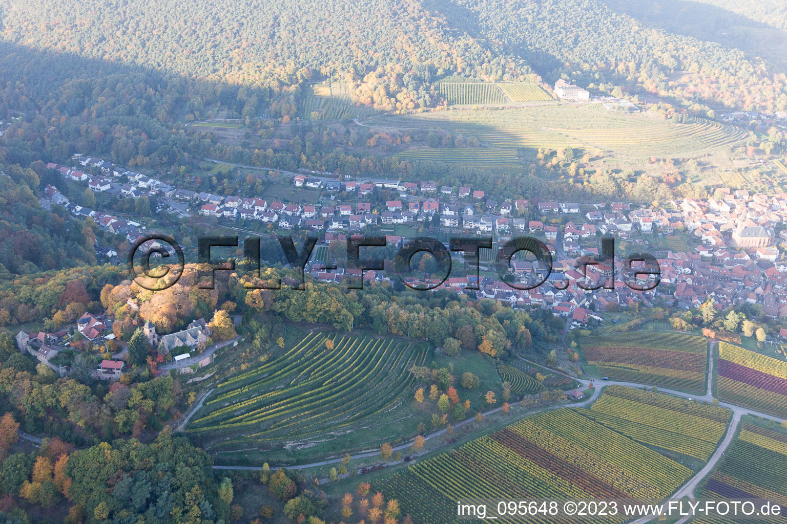 Sankt Martin im Bundesland Rheinland-Pfalz, Deutschland von einer Drohne aus