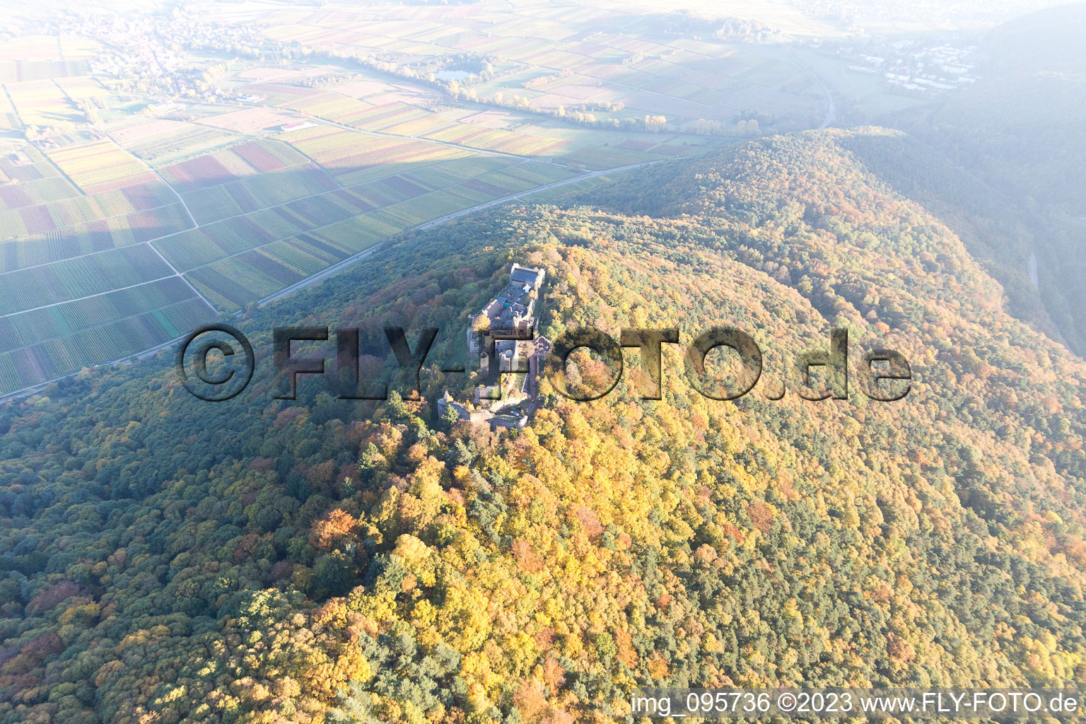 Eschbach, Madenburg im Bundesland Rheinland-Pfalz, Deutschland von oben gesehen