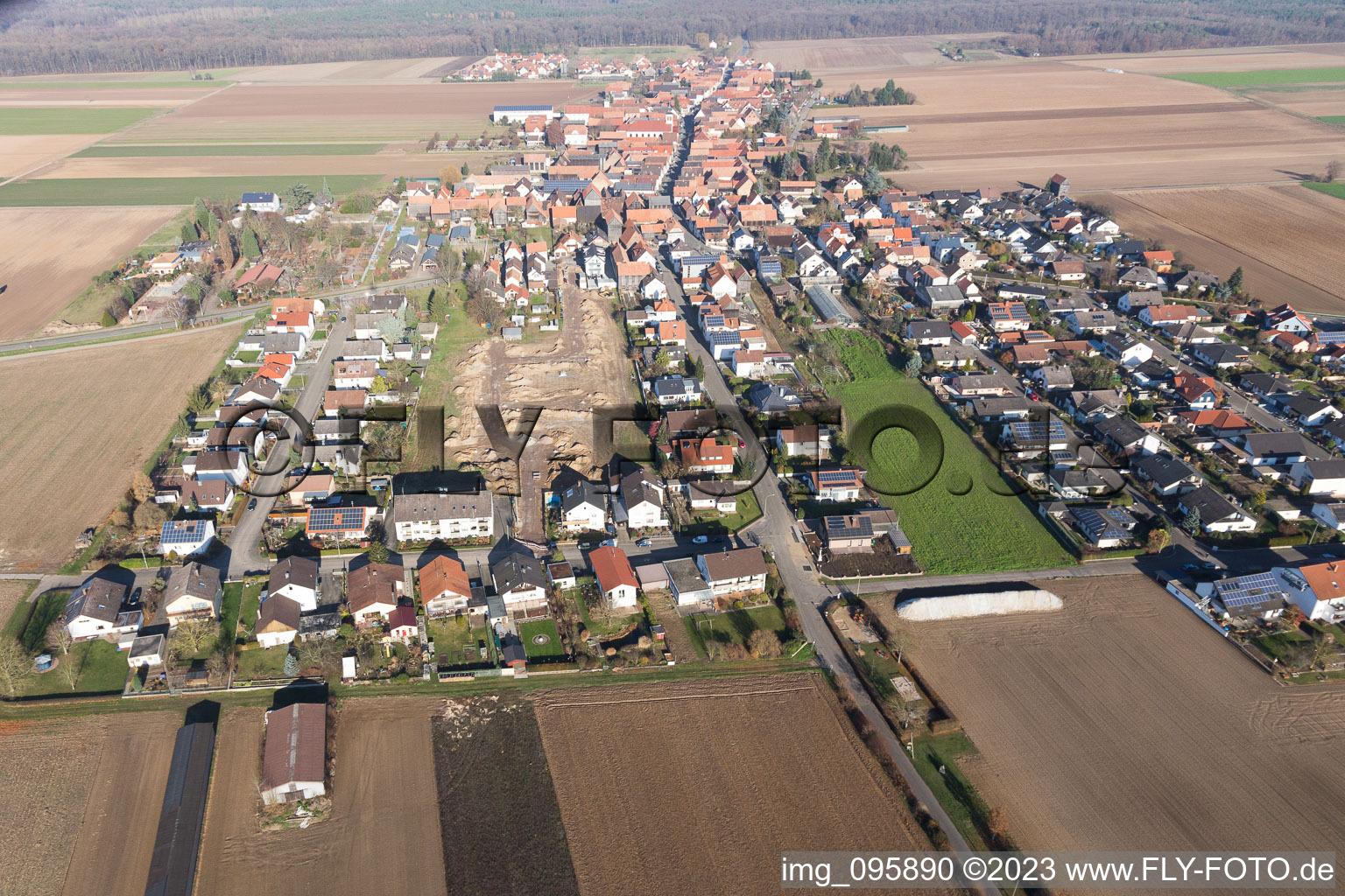Drohnenbild von Ortsteil Hayna in Herxheim bei Landau/Pfalz im Bundesland Rheinland-Pfalz, Deutschland