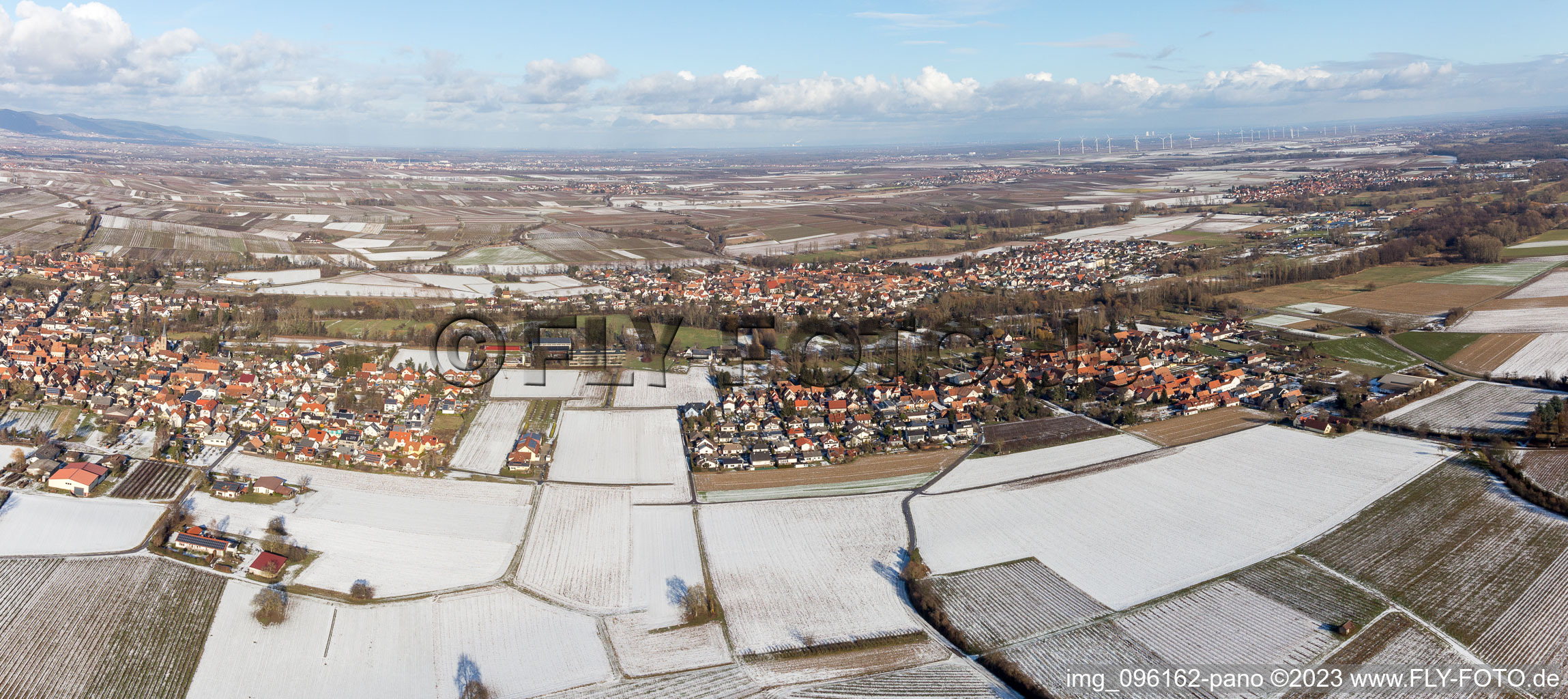Luftaufnahme von Ortsteil Ingenheim in Billigheim-Ingenheim im Bundesland Rheinland-Pfalz, Deutschland
