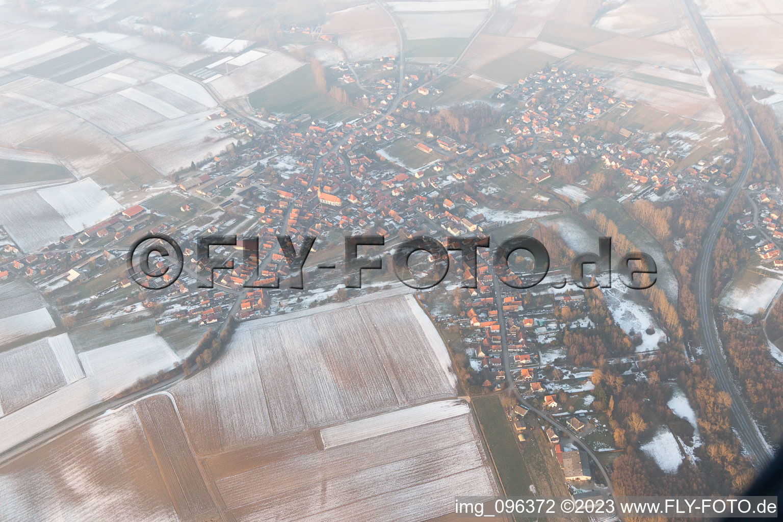 Luftbild von Riedseltz im Bundesland Bas-Rhin, Frankreich