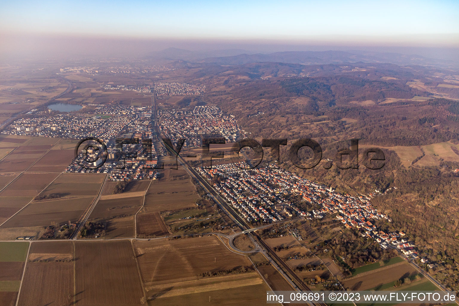 Luftbild von Hemsbach im Bundesland Baden-Württemberg, Deutschland
