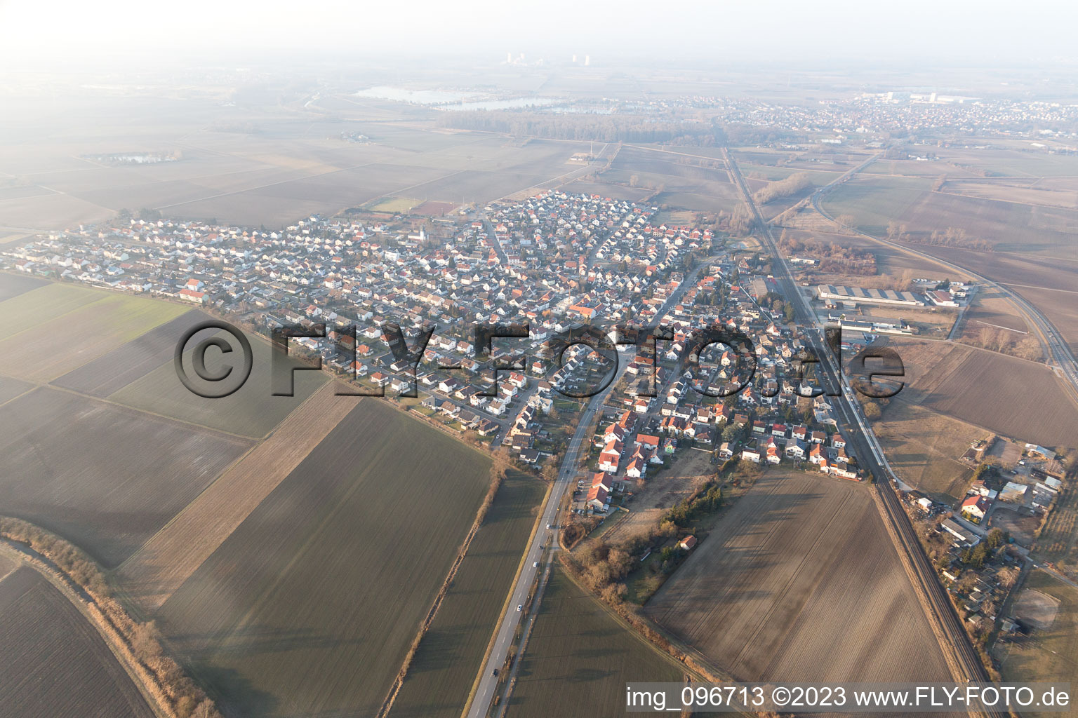 Luftaufnahme von Bobstadt im Bundesland Hessen, Deutschland
