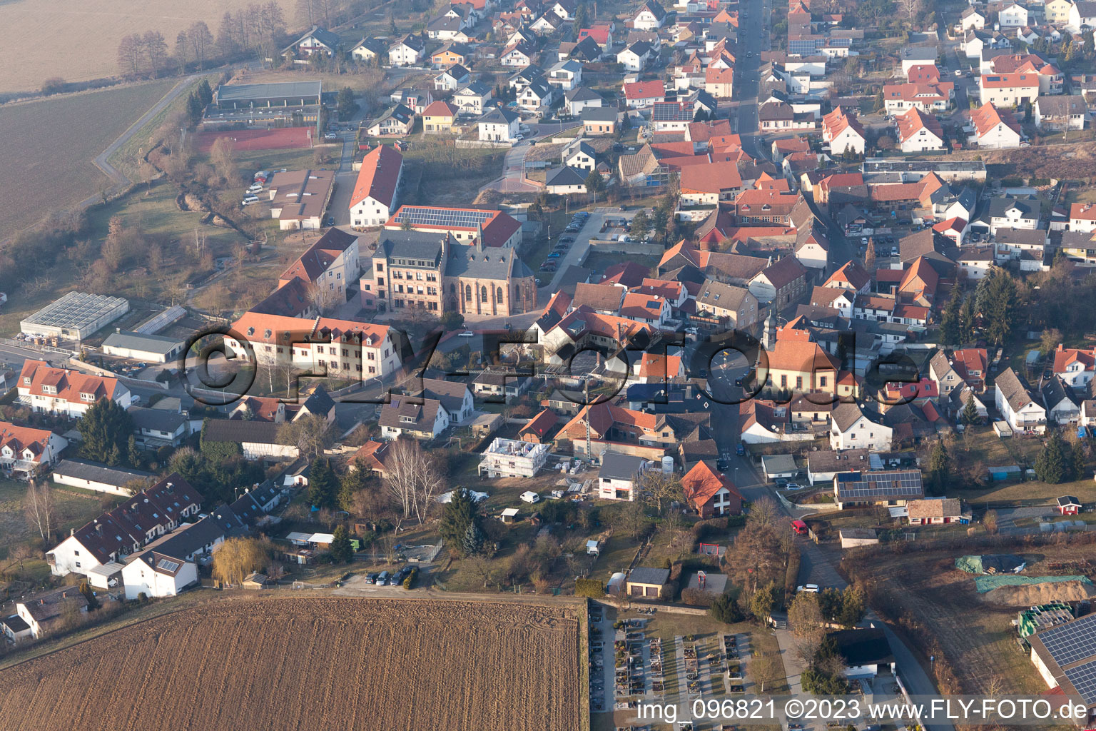 Luftbild von Klein-Zimmern im Bundesland Hessen, Deutschland