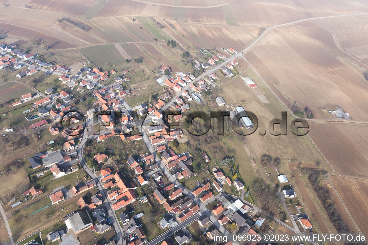 Oberlauterbach im Bundesland Bas-Rhin, Frankreich vom Flugzeug aus