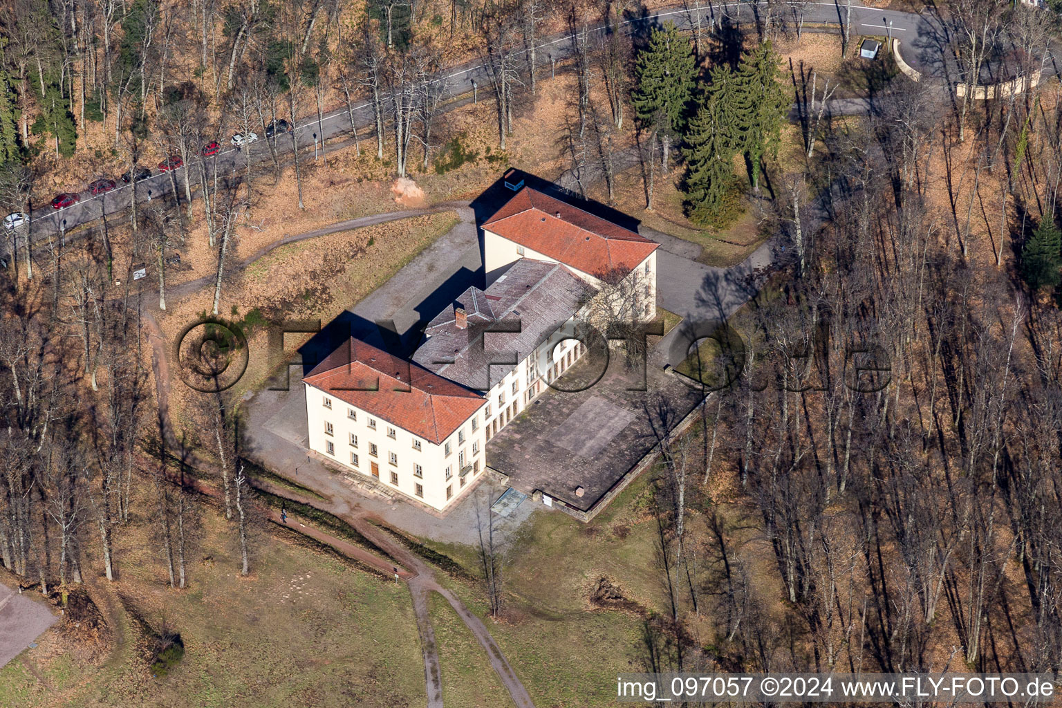 Luftbild von Palais des Schloss Villa Ludwigshöhe in Edenkoben im Bundesland Rheinland-Pfalz, Deutschland