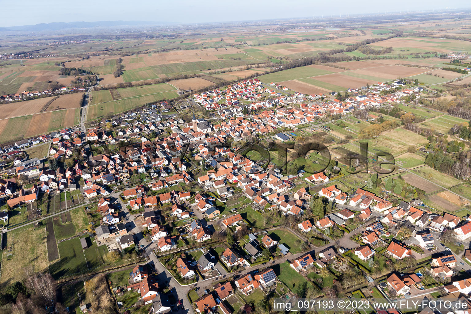 Ortsteil Schaidt in Wörth am Rhein im Bundesland Rheinland-Pfalz, Deutschland aus der Vogelperspektive