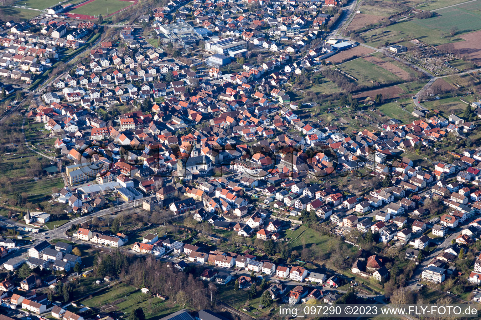 Luftbild von Ortsteil Ubstadt in Ubstadt-Weiher im Bundesland Baden-Württemberg, Deutschland