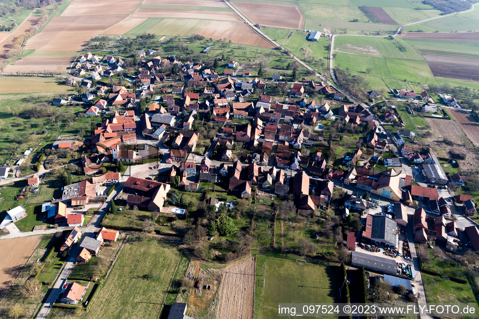 Ettendorf im Bundesland Bas-Rhin, Frankreich aus der Luft betrachtet