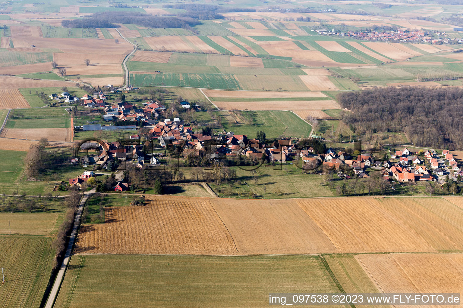 Luftbild von Geiswiller im Bundesland Bas-Rhin, Frankreich