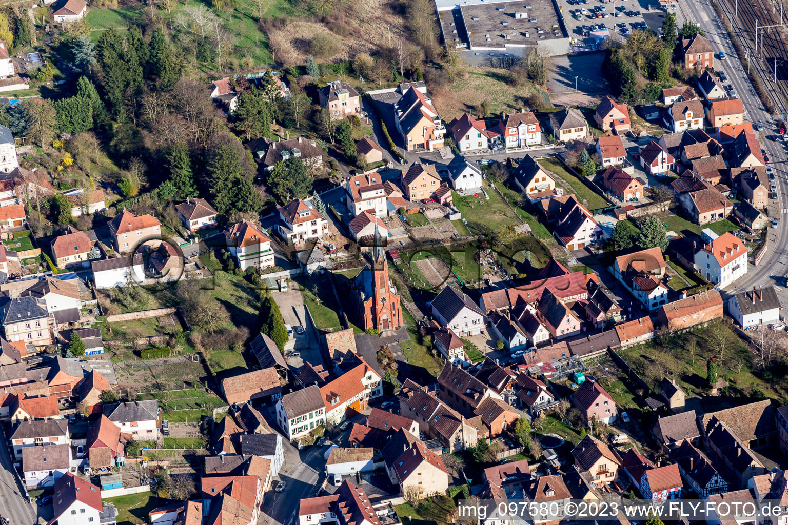 Luftbild von Hochfelden im Bundesland Bas-Rhin, Frankreich