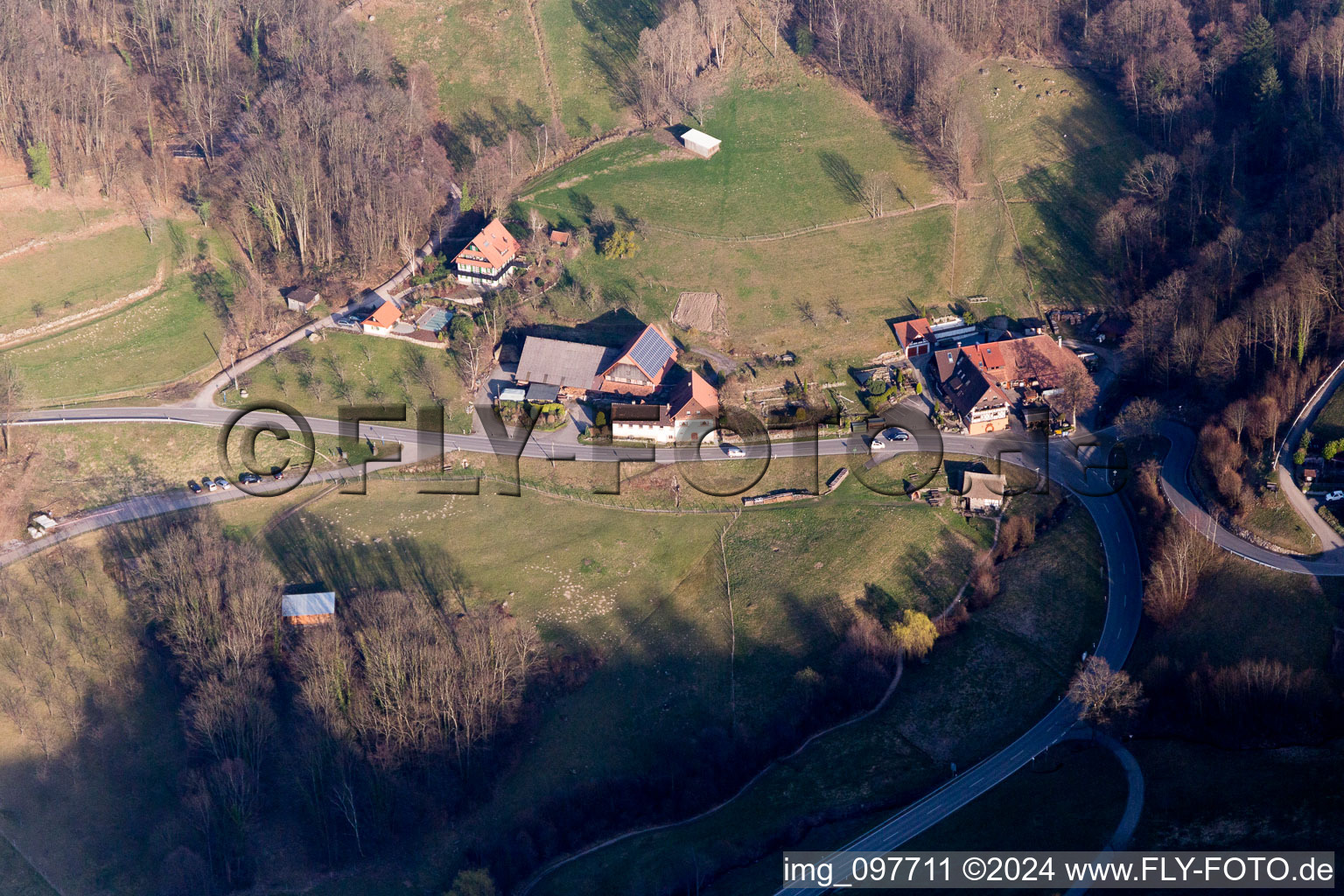 Schrägluftbild von Büchelbach im Bundesland Baden-Württemberg, Deutschland