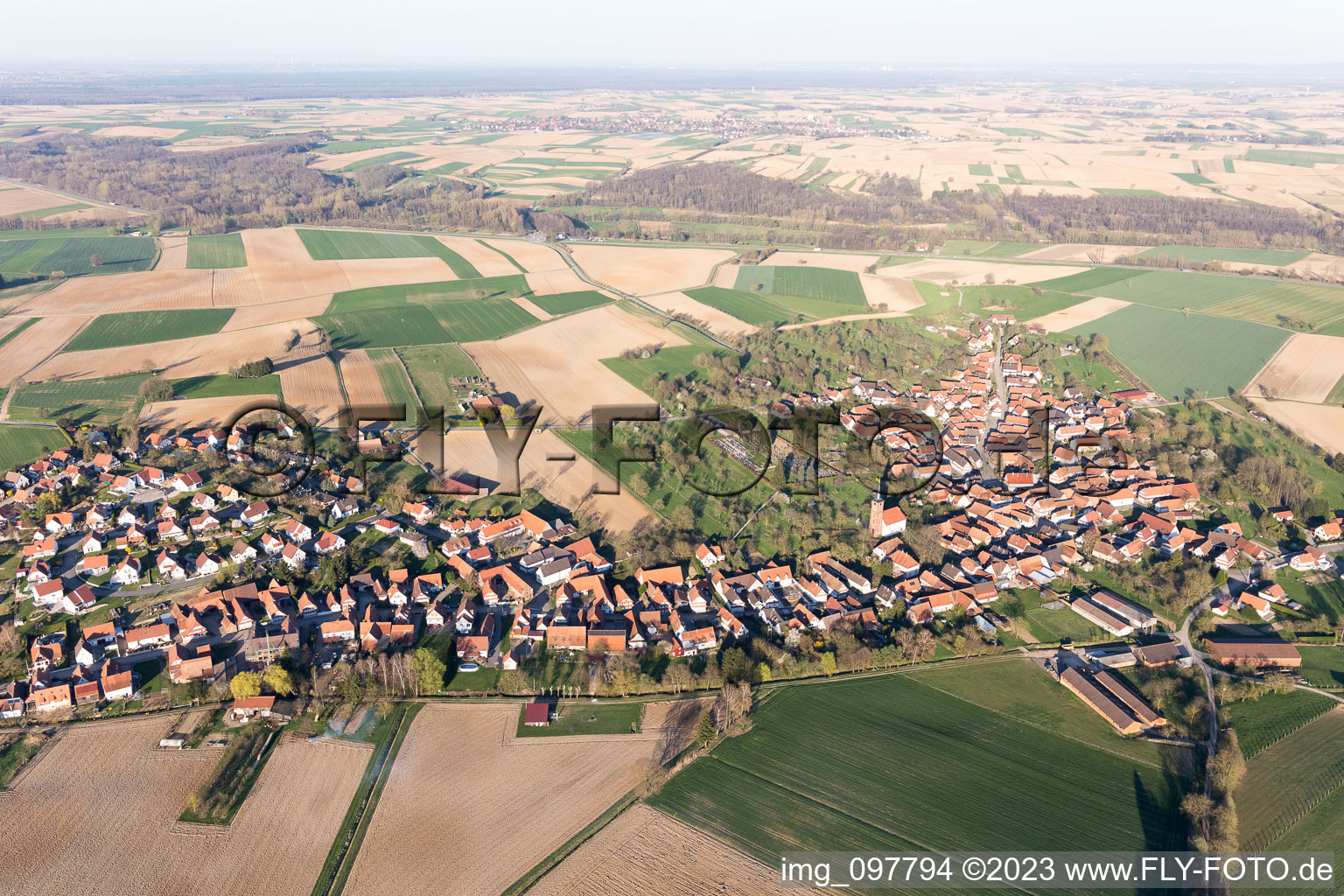 Hunspach im Bundesland Bas-Rhin, Frankreich von oben
