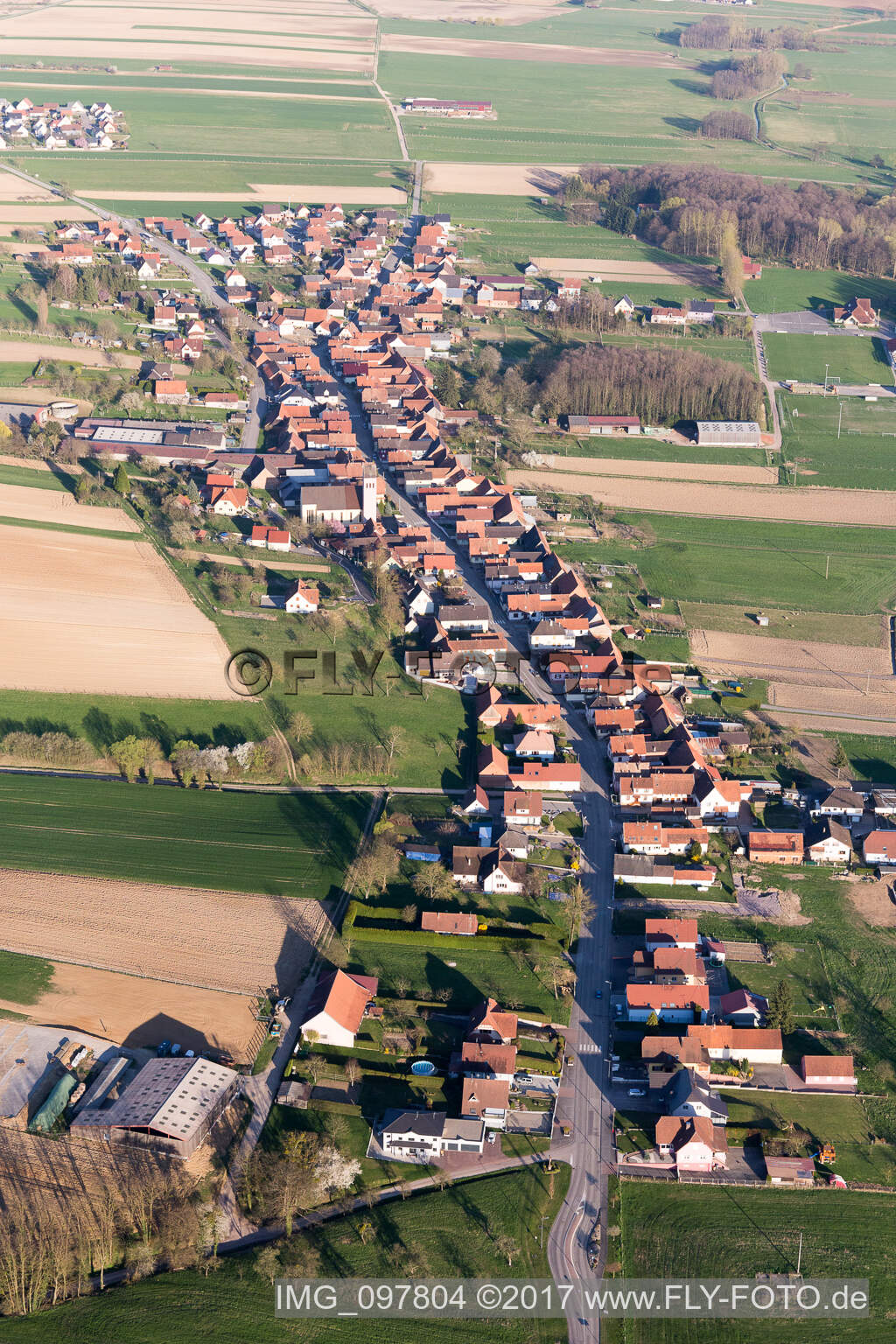 Oberrœdern im Bundesland Bas-Rhin, Frankreich aus der Luft betrachtet