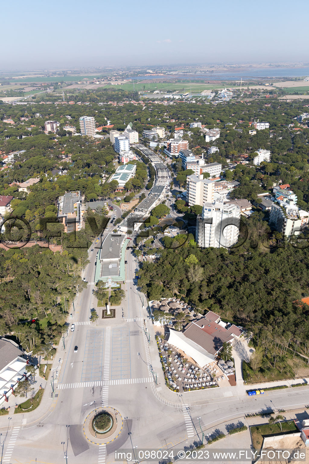 Luftbild von Lignano Pineta im Bundesland Friaul-Julisch Venetien, Italien
