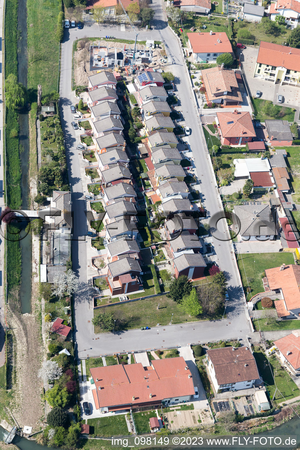 Luftaufnahme von Fossalta di Portogruaro im Bundesland Venetien, Italien