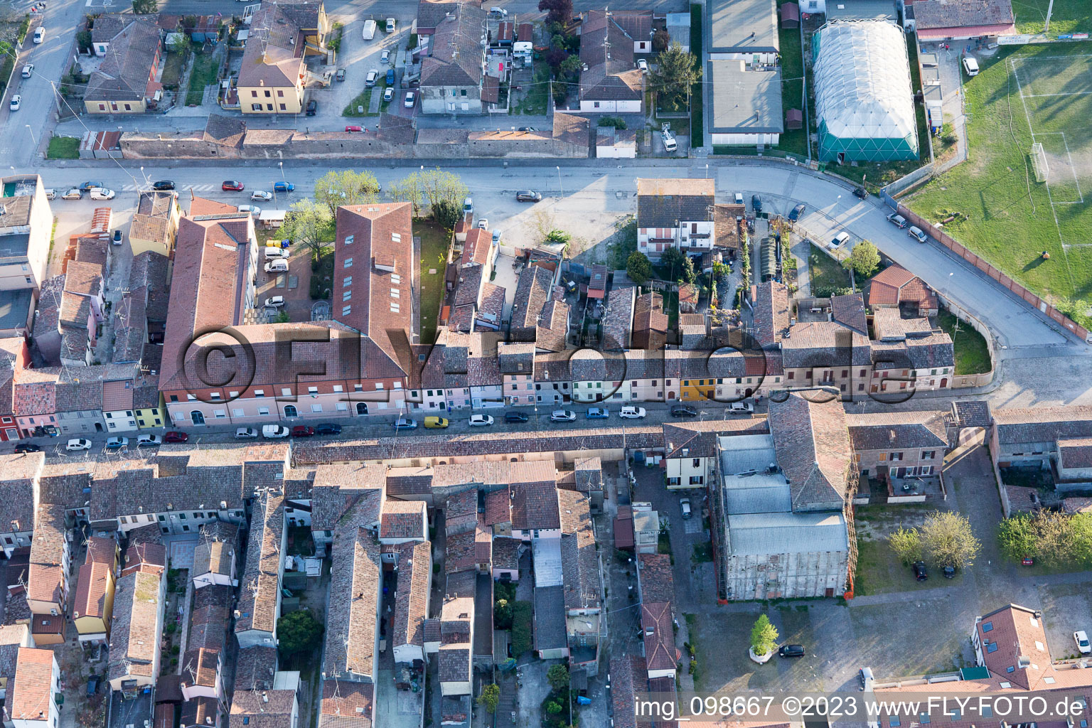 Comacchio im Bundesland Ferrara, Italien von einer Drohne aus