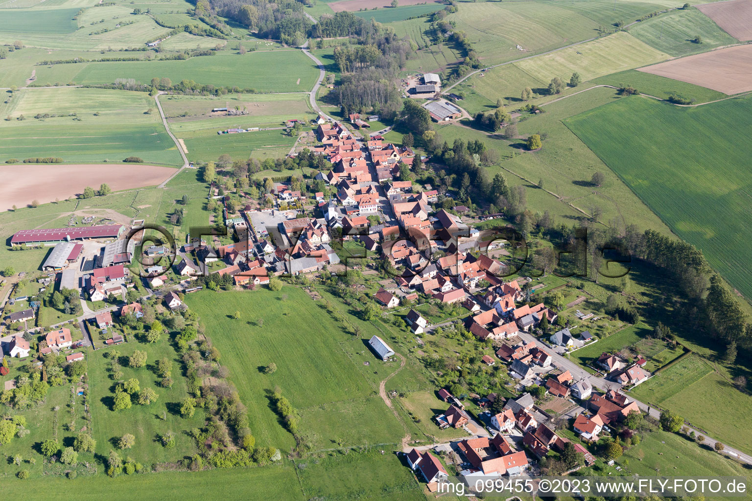 Schrägluftbild von Mulhausen im Bundesland Bas-Rhin, Frankreich