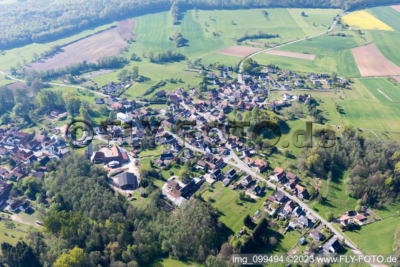 Gumbrechtshoffen im Bundesland Bas-Rhin, Frankreich aus der Luft