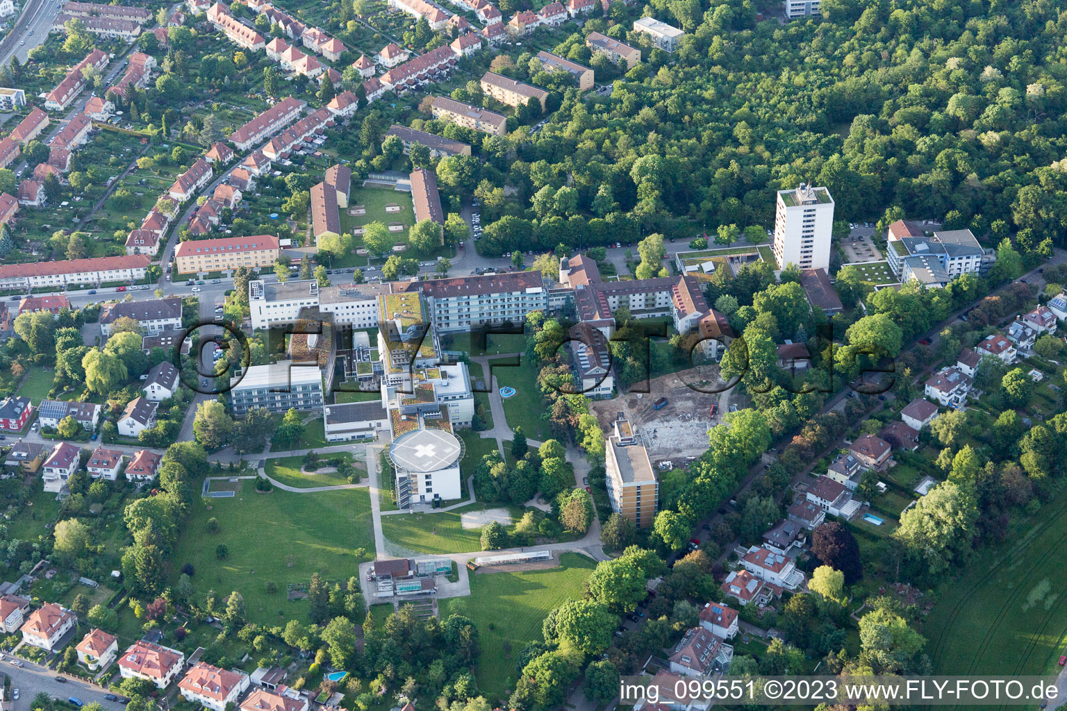 Luftbild von Diakonissen KH im Ortsteil Rüppurr in Karlsruhe im Bundesland Baden-Württemberg, Deutschland