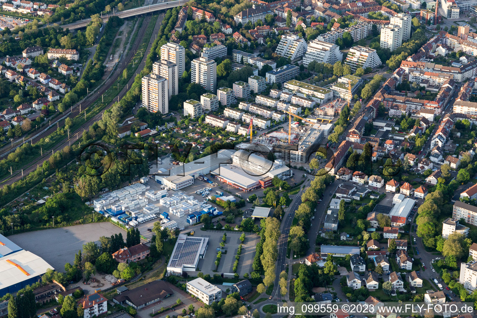 Luftbild von Killisfeldstr im Ortsteil Durlach in Karlsruhe im Bundesland Baden-Württemberg, Deutschland