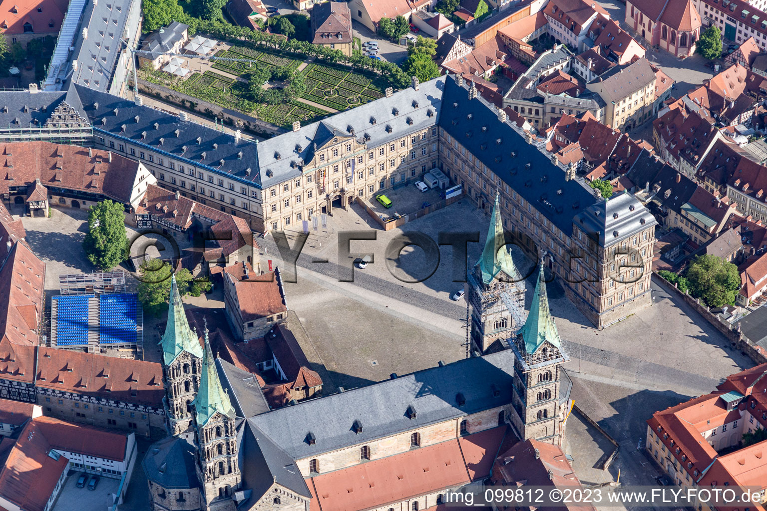 Luftbild von Bamberger Domplatz im Bundesland Bayern, Deutschland