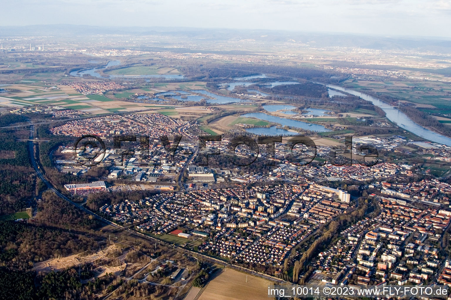 Drohnenbild von Speyer im Bundesland Rheinland-Pfalz, Deutschland
