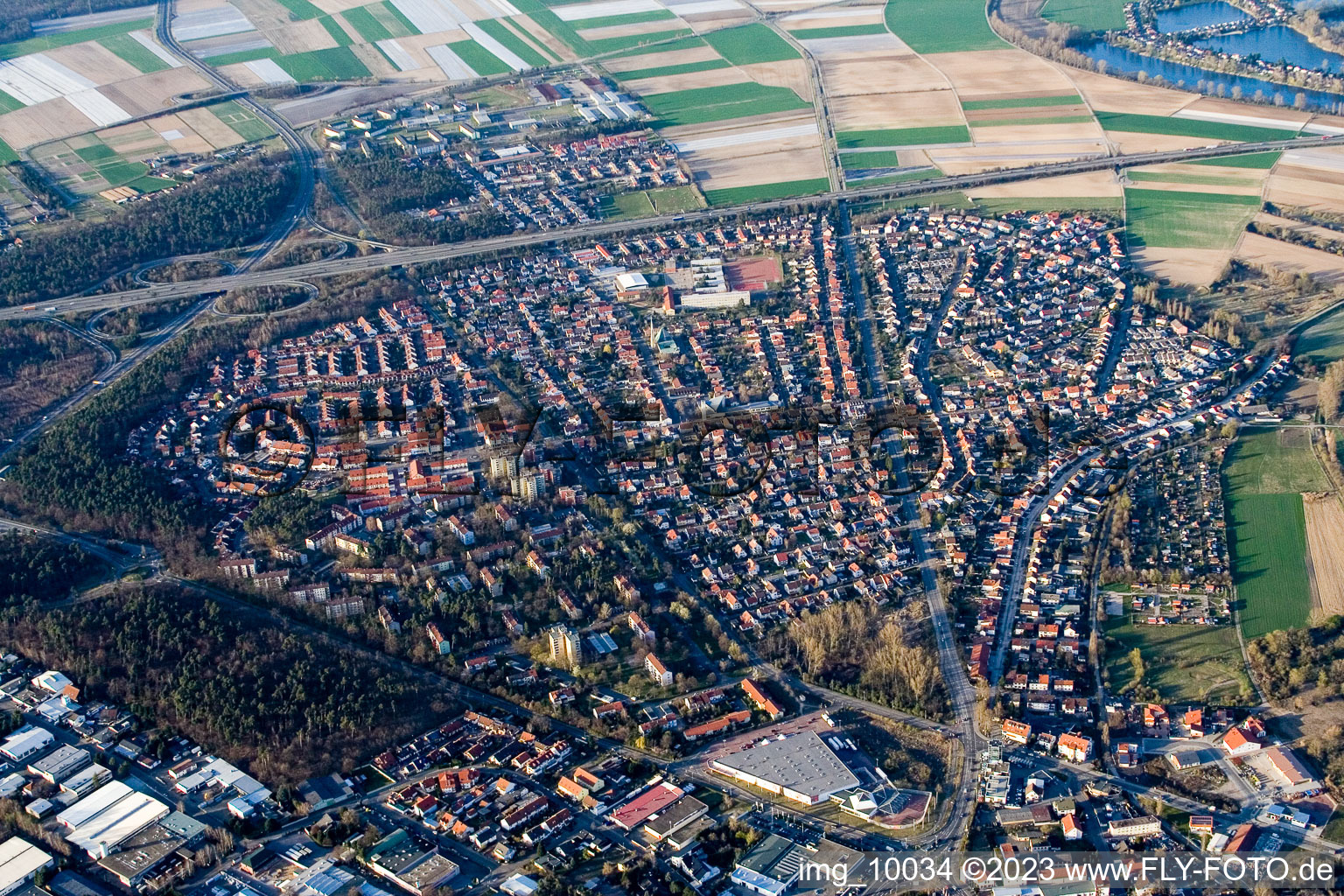 Drohnenaufname von Speyer im Bundesland Rheinland-Pfalz, Deutschland