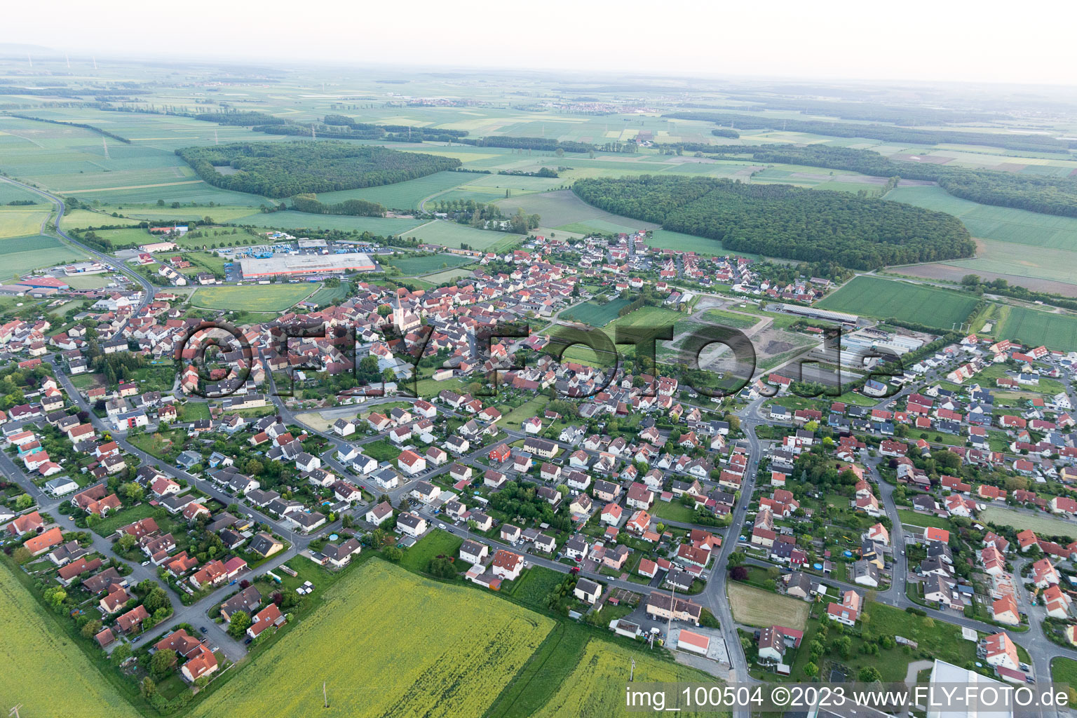 Drohnenbild von Grettstadt im Bundesland Bayern, Deutschland