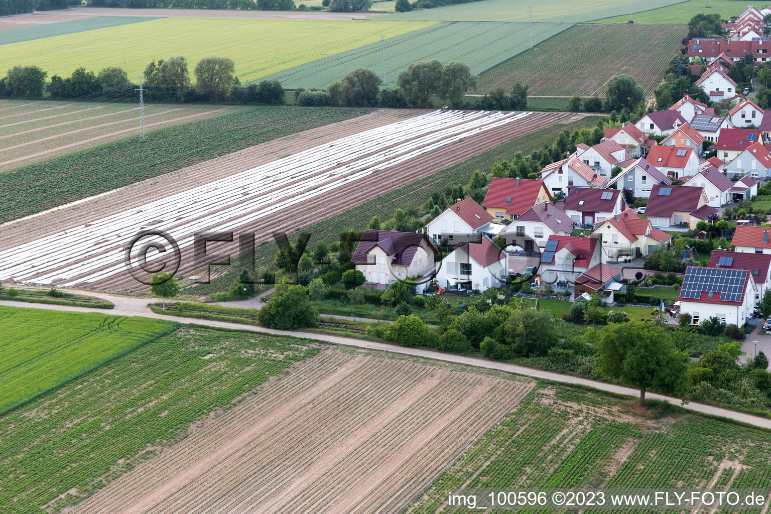 Schrägluftbild von Ortsteil Mörlheim in Landau in der Pfalz im Bundesland Rheinland-Pfalz, Deutschland