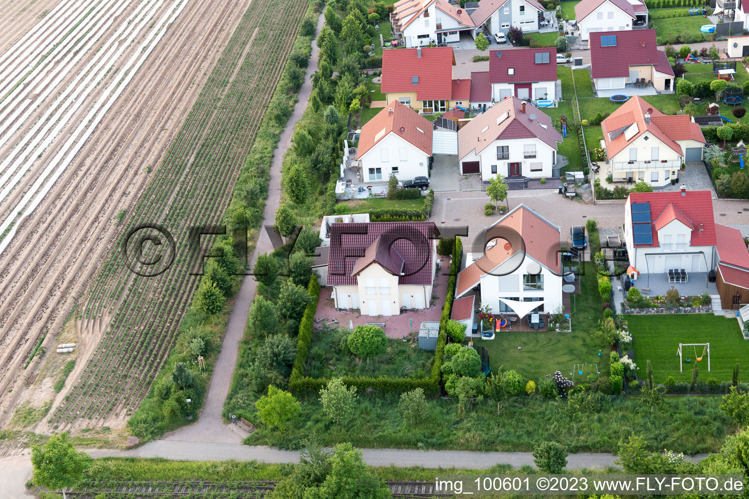 Ortsteil Mörlheim in Landau in der Pfalz im Bundesland Rheinland-Pfalz, Deutschland aus der Vogelperspektive