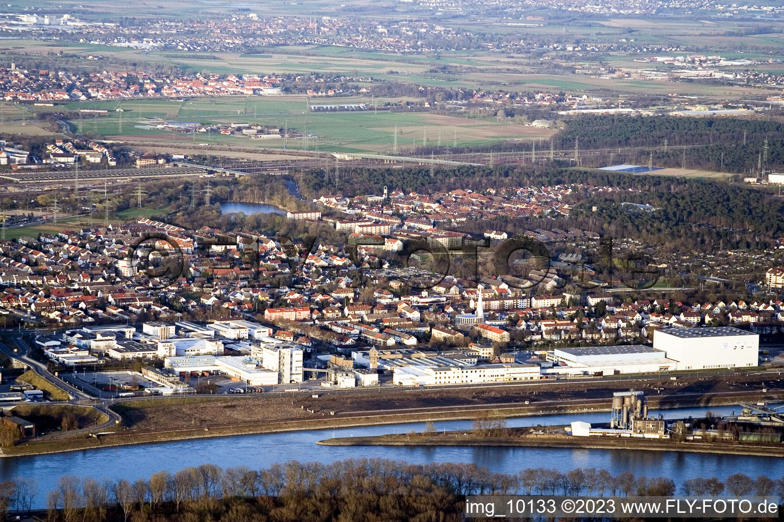 Rheinauhafen in Mannheim im Bundesland Baden-Württemberg, Deutschland vom Flugzeug aus