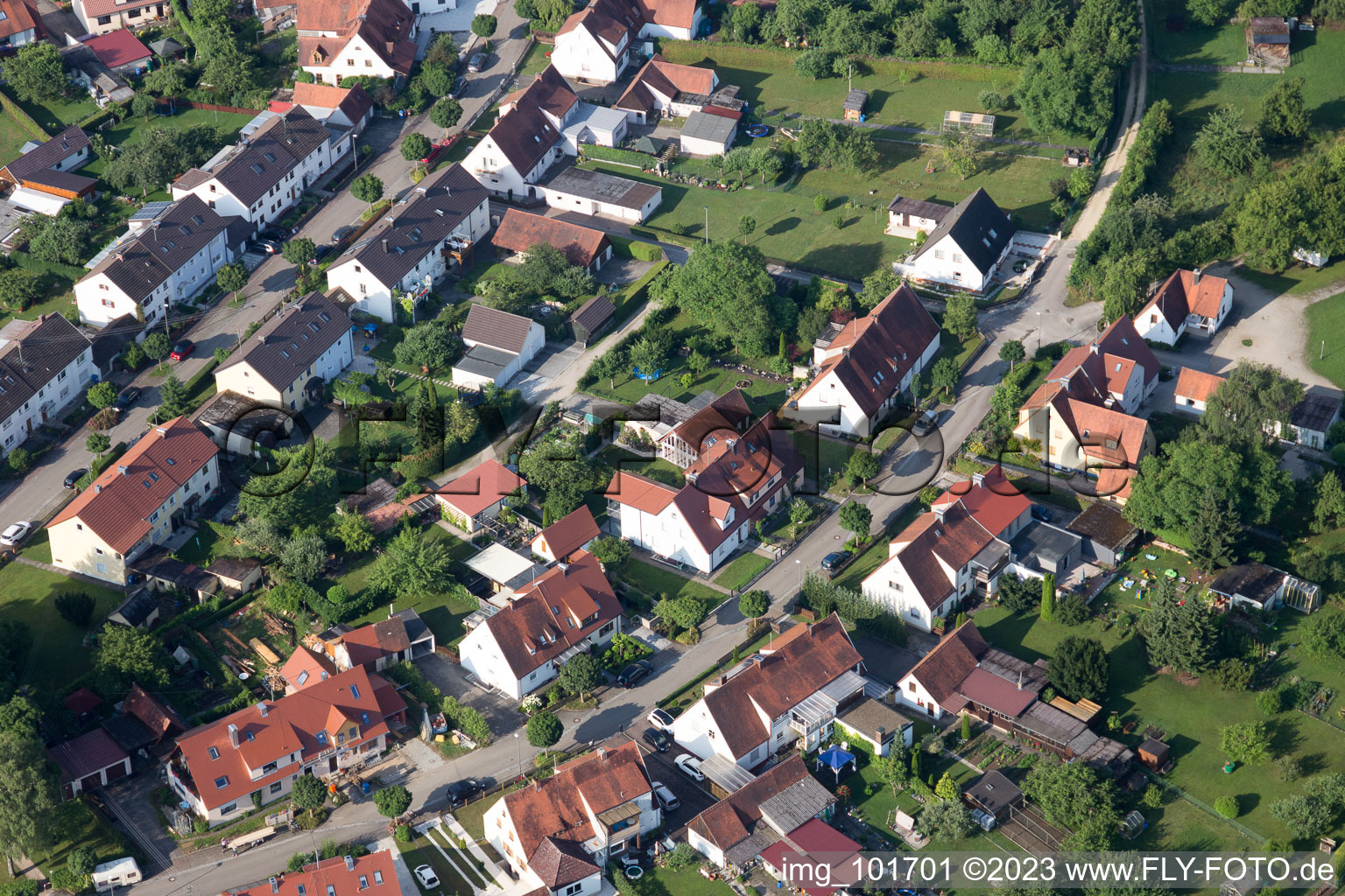 Schrägluftbild von Riedlingen, Ramberg Siedlung im Bundesland Bayern, Deutschland