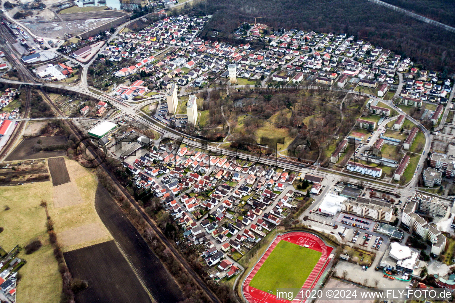 Luftaufnahme von Dorschberg in Wörth am Rhein im Bundesland Rheinland-Pfalz, Deutschland